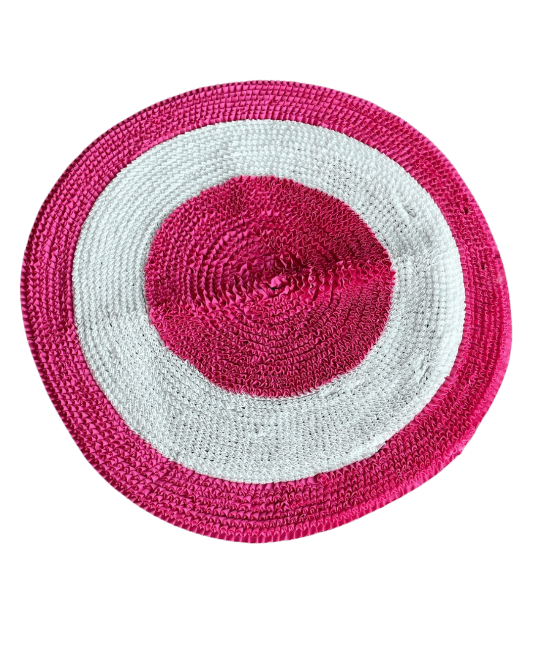 Tapete redondo rosa e branco